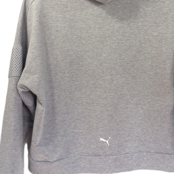 PUMA Gray Crop Longsleeved Sweatshirt Pullover Hoodie SZ Medium - Picture 6 of 9